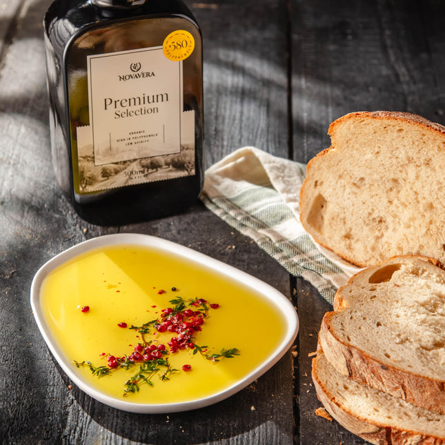 NVG NOVAVERA Premium High Polyphenol Rich Olive Oil(Up to 600 MG/KG), USDA Organic Drinking Extra Virgin Olive Oil, Evoo World Ranking Top 5, Low Acidity, Early Harvest, Cold Pressed, 16.9 oz