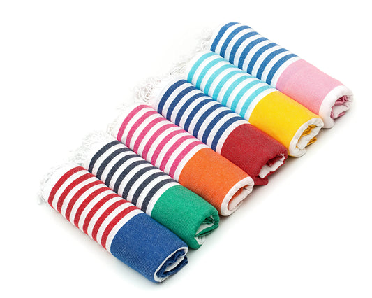 HAVLULAND Turkish Beach Towels Oversized -100% Turkish Cotton Super Soft Lightweight - Absorbent and Quick Drying Bath Towel - Sand Free Beach Towel - Turkish Towels for Adults (6 Multi-color, 6 Pack)