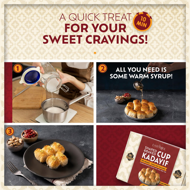 Eastanbul Cup Kataifi Shredded Fillo Dough (Syrup not included) Hand Shaped Kadayif Pastry, Kataifi Cup From Staple Syrup Sweetened Desserts, Ingredient for Dubai Chocolate, Shredded Wheat Cereal 300g