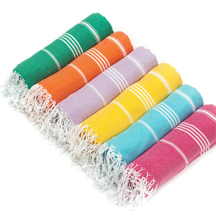 HAVLULAND Turkish Beach Towels Oversized -100% Turkish Cotton Super Soft Lightweight - Absorbent and Quick Drying Bath Towel - Sand Free Beach Towel - Turkish Towels (Rainbow, 6 Pack)