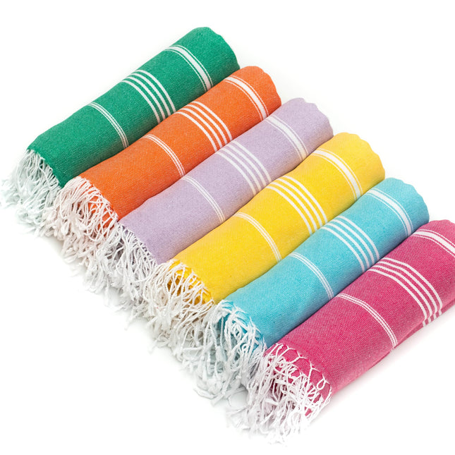 HAVLULAND Turkish Beach Towels Oversized -100% Turkish Cotton Super Soft Lightweight - Absorbent and Quick Drying Bath Towel - Sand Free Beach Towel - Turkish Towels (Rainbow, 6 Pack)