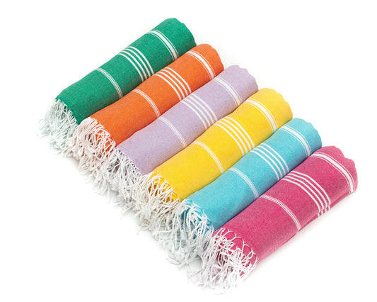 HAVLULAND Turkish Beach Towels Oversized -100% Turkish Cotton Super Soft Lightweight - Absorbent and Quick Drying Bath Towel - Sand Free Beach Towel - Turkish Towels (Rainbow, 6 Pack)