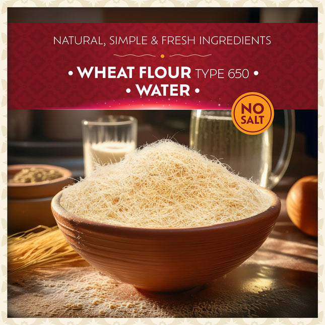 Eastanbul Dried & Chopped Kataifi Shredded Fillo Dough, Dried Kadayif Pastry Dough, Ingredient for The Viral Dubai Pistachio Chocolate Bar, Shredded Phyllo, Kunafa, Knafeh, Katifi, 500g (1.1lb)