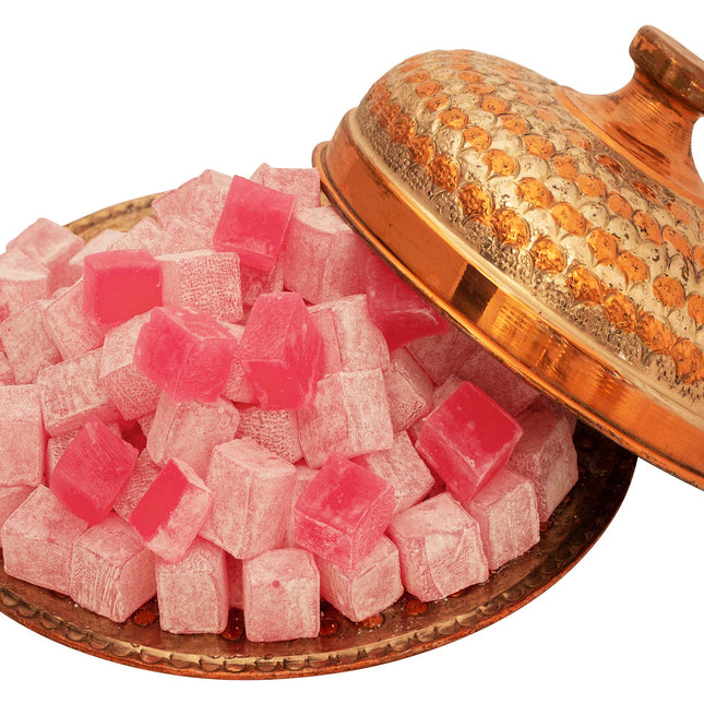 Cerez Pazari Turkish Delight with Rose Flavor 230gr Gourmet Small Size Snacks Gift Box | No Nuts Sweet Traditional Vegan Soft Candy Dessert Approx 40 Pcs