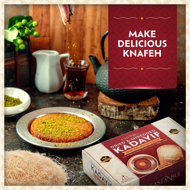 Eastanbul Dried & Chopped Kataifi Shredded Fillo Dough, Dried Kadayif Pastry Dough, Ingredient for The Viral Dubai Pistachio Chocolate Bar, Shredded Phyllo, Kunafa, Knafeh, Katifi, 500g (1.1lb)