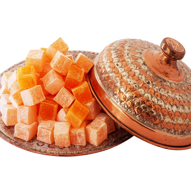 Cerez Pazari Turkish Delight Orange Flavor, Gourmet Small Size Snacks Gift Box, Sweet Traditional Confectionery, Vegan Soft Candy Dessert Loukoumi, Nut &amp; Glucose-Free Turkish Delight, Approx. 40Pcs, 8.1oz.