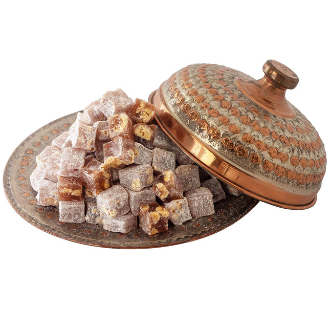 Cerez Pazari Turkish Delight Hazelnut Candy Gourmet Premium Vegan Sweets Small Gift Box 7.4oz | Luxury Traditional Soft Confectionery Turkish Delight (Loukoumi) | Small Size Snacks Apprx.35 Pcs
