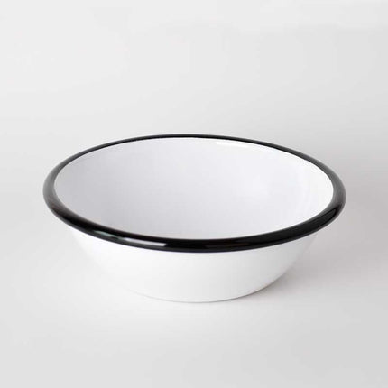 Enamel Salad Bowl White Black