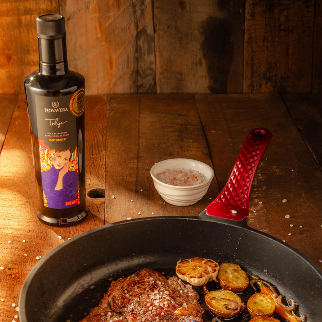 NVG NOVAVERA Trilye Polyphenol Rich Olive Oil, Medium, Pungency and Fruitiness With a Peppery Finish Extra Virgin Olive Oil, Evoo World Ranking Top 5, Low Acidity, Organic Agriculture, Early Harvest, Cold Pressed, 16.9 oz