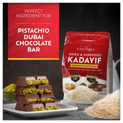 Eastanbul Dried &amp; Chopped Kataifi Shredded Fillo Dough, Dried Kadayif Pastry Dough, Ingredient for The Viral Dubai Pistachio Chocolate Bar, Shredded Phyllo, Kunafa, Knafeh, Katifi, 170g (6oz)