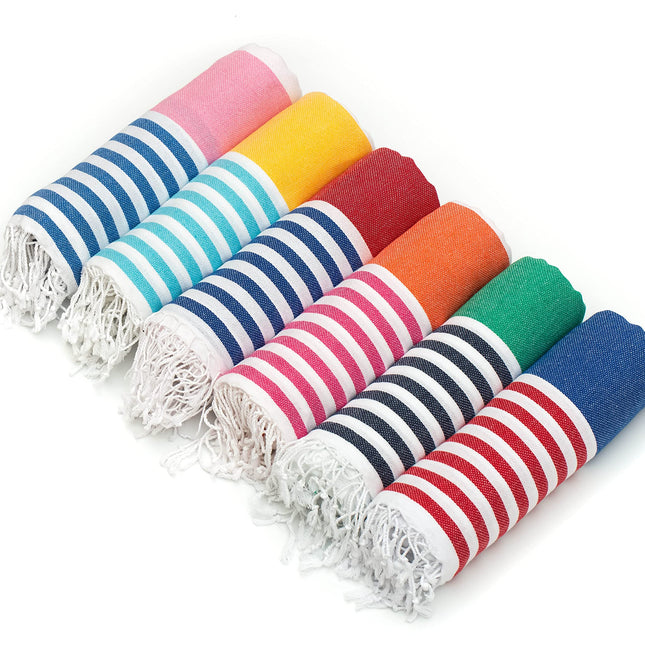 HAVLULAND Turkish Beach Towels Oversized -100% Turkish Cotton Super Soft Lightweight - Absorbent and Quick Drying Bath Towel - Sand Free Beach Towel - Turkish Towels for Adults (6 Multi-color, 6 Pack)