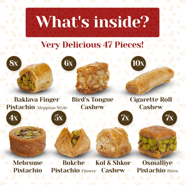 Eastanbul Baklava, 1.1lb, Baklava Pastry, Pistachio Gift Box, Middle Eastern Sweets, Premium Gourmet Desserts, Pistachio & Cashew Rich Pastry, Dulces Arabes, Arabic Sweets, Turkish Gifts