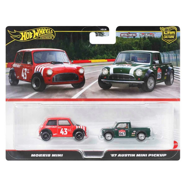 1:64 Hot Wheels Premium Car Culture 2-pack Morris Mini and 67 Austin Mini Pickup