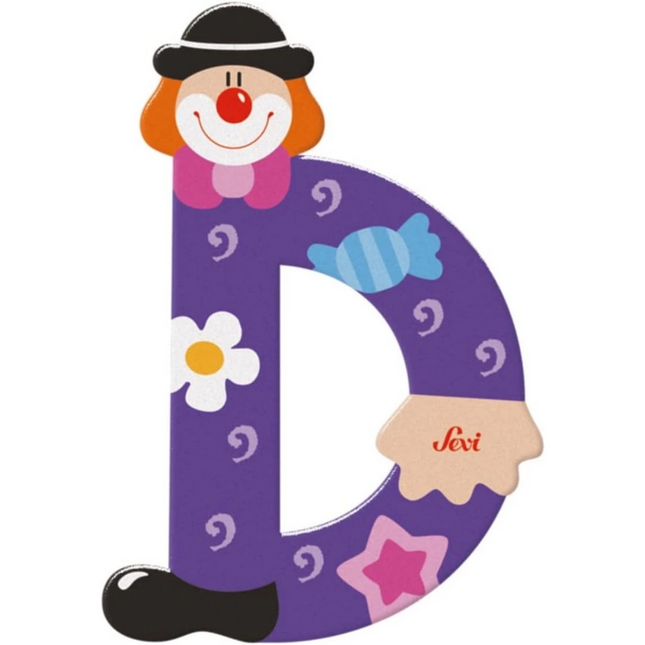 Clown Wooden Letter D