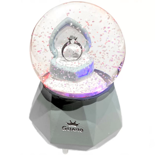 Heart-Shaped Single Stone Snow Globe with Lights and Music