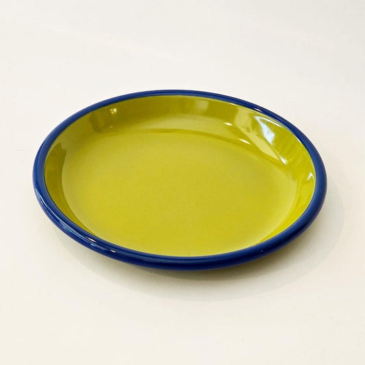 Enamel Plate 20 cm Pistachio Green Cord Cobalt