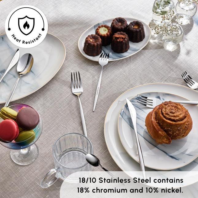 Karaca Lisbon 60-Piece Cutlery Set for 12 People -18/10 Stainless Steel, Dinnerware Tableware Silverware Service, includes Forks, Spoons, knives, forks, Teaspoons, Mirror Polished, Dishwasher Safe