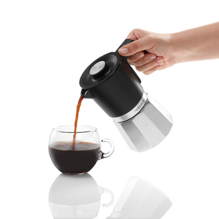 Arzum Okka Rich Moka Pot Turkish Coffee and Moka Maker, Velvetizer, Milk Frother, 120V, 5 Cups, Stainless Steel Cooking Pot, Chrome