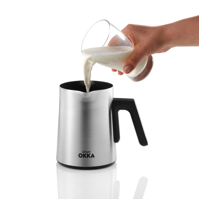 Arzum Okka Rich Moka Pot Turkish Coffee and Moka Maker, Velvetizer, Milk Frother, 120V, 5 Cups, Stainless Steel Cooking Pot, Chrome