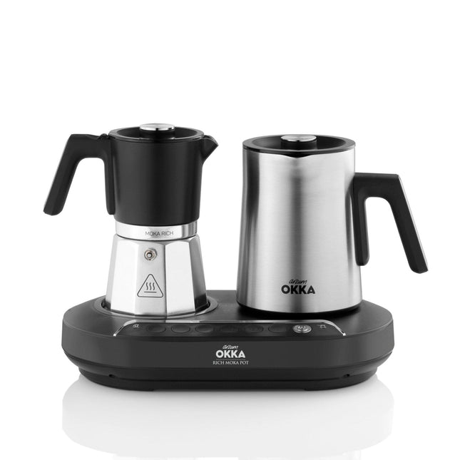 Arzum Okka Rich Moka Pot Turkish Coffee and Moka Maker, Velvetizer, Milk Frother, 120V, 5 Cups, Stainless Steel Cooking Pot, Chrome