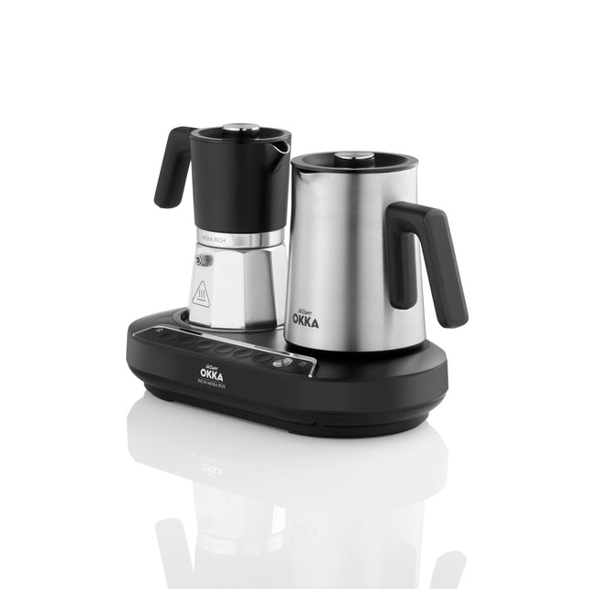 Arzum Okka Rich Moka Pot Turkish Coffee and Moka Maker, Velvetizer, Milk Frother, 120V, 5 Cups, Stainless Steel Cooking Pot, Chrome