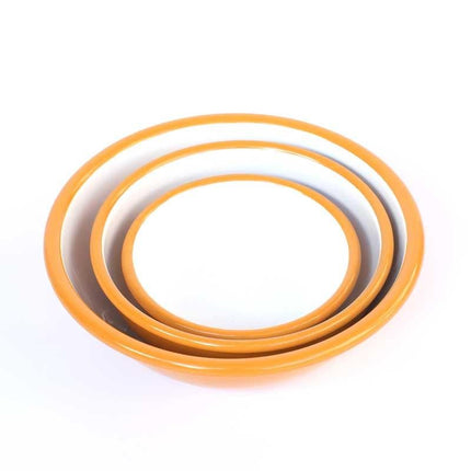 Enamel Bowl Set of 3 Oxidized Yellow