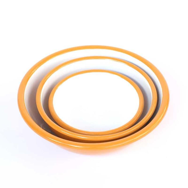 Enamel Bowl Set of 3 Oxidized Yellow