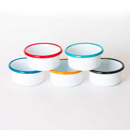 Enamel Jam Sauce Bowl White Turquoise