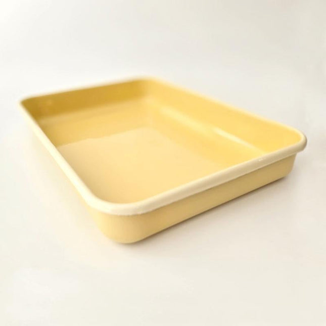 Enamel Rectangular Baking Tray Lemon Yellow