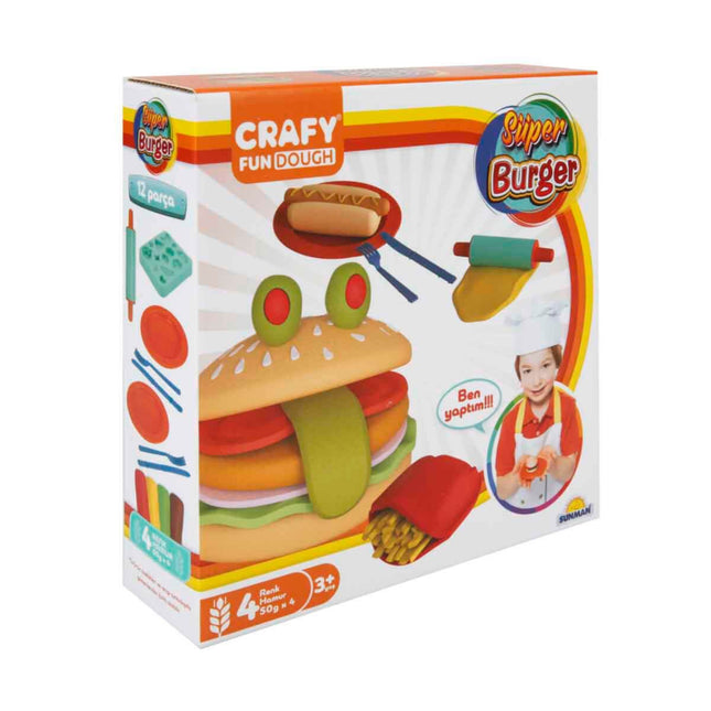 Crafy Super Burger Play Dough Set 200 gr. 12 Pieces