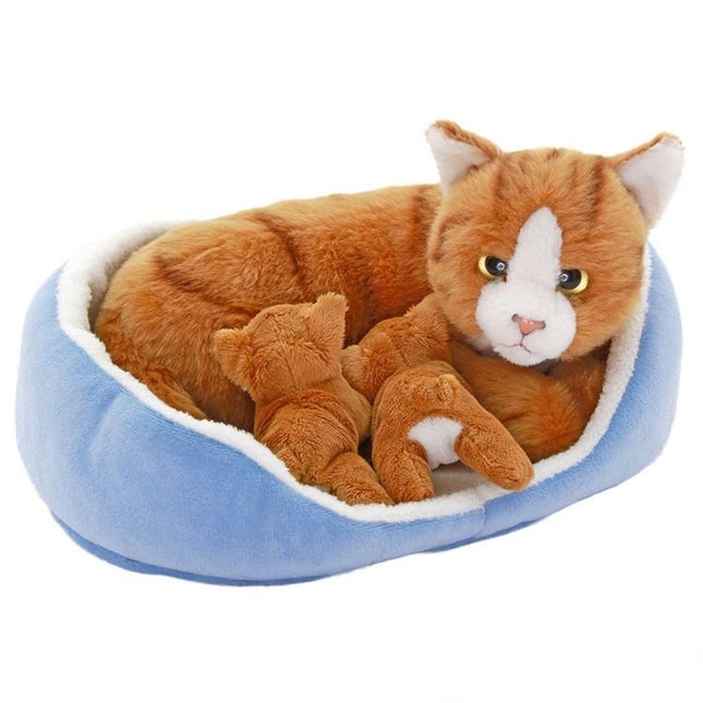 Cat with Kittens in a Basket