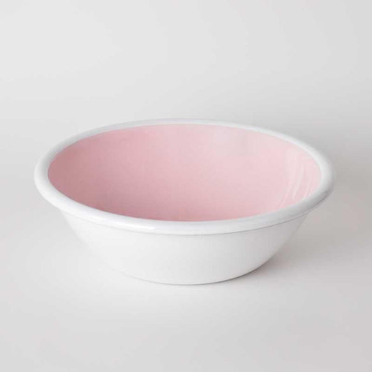 Enamel Salad Bowl White Pink
