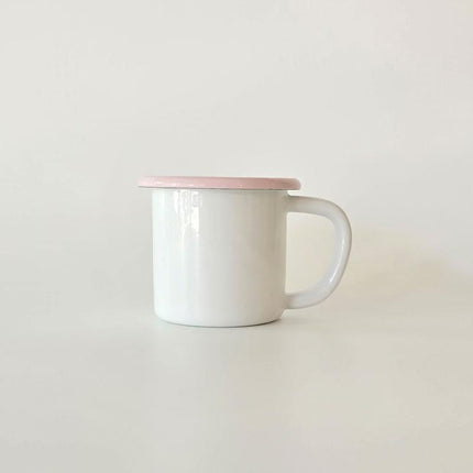 Small Enamel Mug with White Rim and Pink
