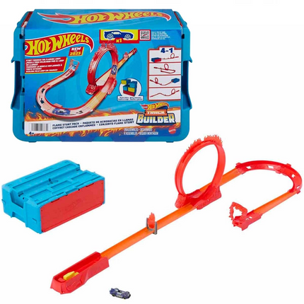 Hot Wheels Track Builder Flame Themed Stunt Set HMC04