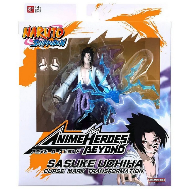 Bandai Anime Heroes Naruto Sasuke Uchiha Figure and Accessory Set 16 cm