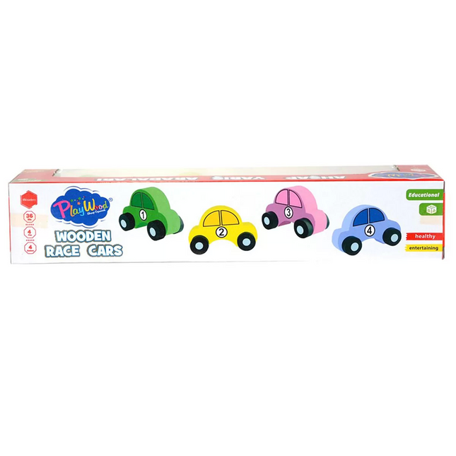 Playwood Wooden Race Car 4-Pack