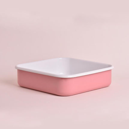Enamel Square Baking Tray Pink