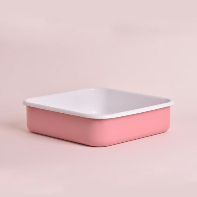 Enamel Square Baking Tray Pink