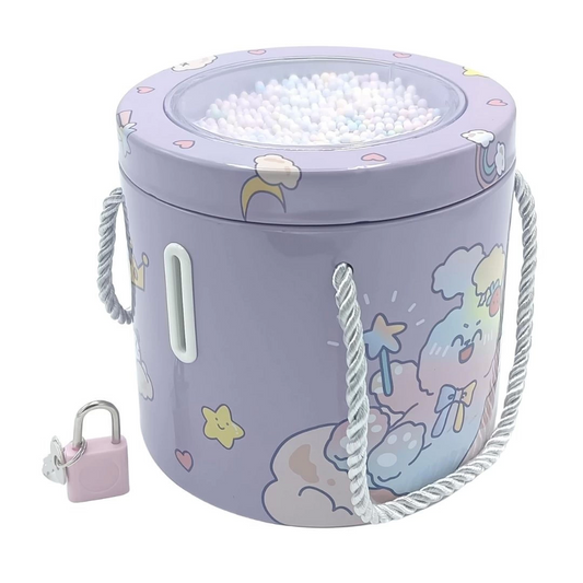 Metal Round Piggy Bank with Lock