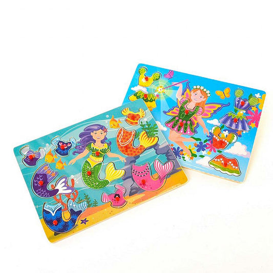 Wooden Mermaid Puzzle with Handle