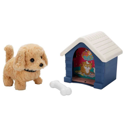 Cute Plush Dog with Sound and Animated Kennel