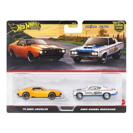1:64 Hot Wheels Premium Car Culture 2-pack 71 Amc Javelin And Amc Rebel Machine