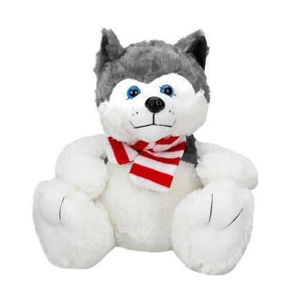 Sunman Sitting Husky Plush Dog with Scarf 30 cm