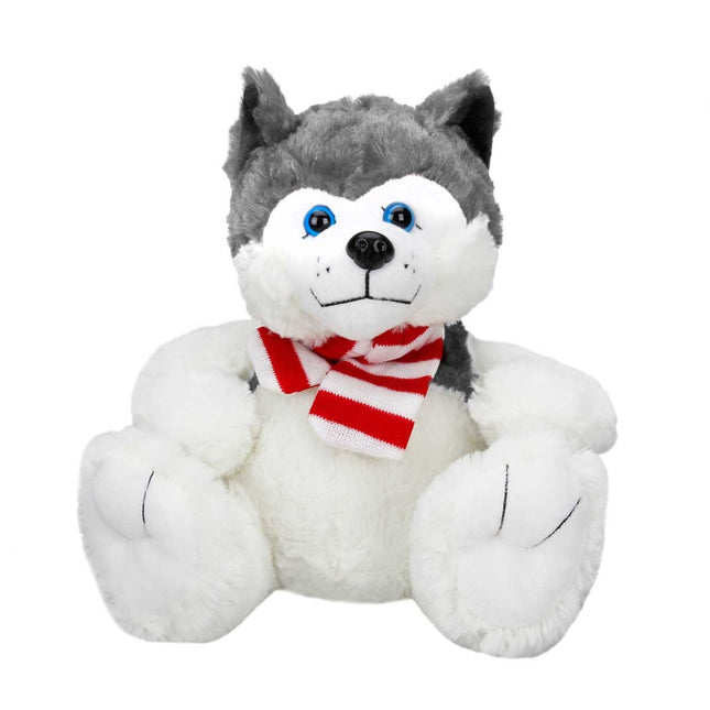 Sunman Sitting Husky Plush Dog with Scarf 30 cm