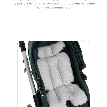 Babyjem 2 İn 1 Puset ve Mama Sandalyesi Minderi Gri Çiçek %100 Pamuk
