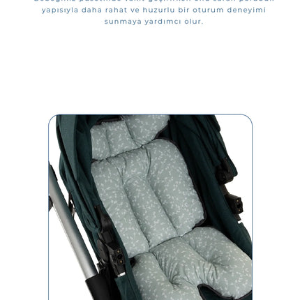 Babyjem 2 in 1 Puset ve Mama Sandalyesi Minderi Yeşil Çiçek %100 Pamuk