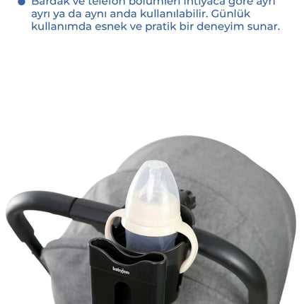 Babyjem 2'si 1 Arada Bebek Arabası Biberon - Bardak & Telefon Tutucu