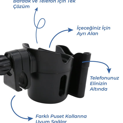 Babyjem 2'si 1 Arada Bebek Arabası Biberon - Bardak & Telefon Tutucu