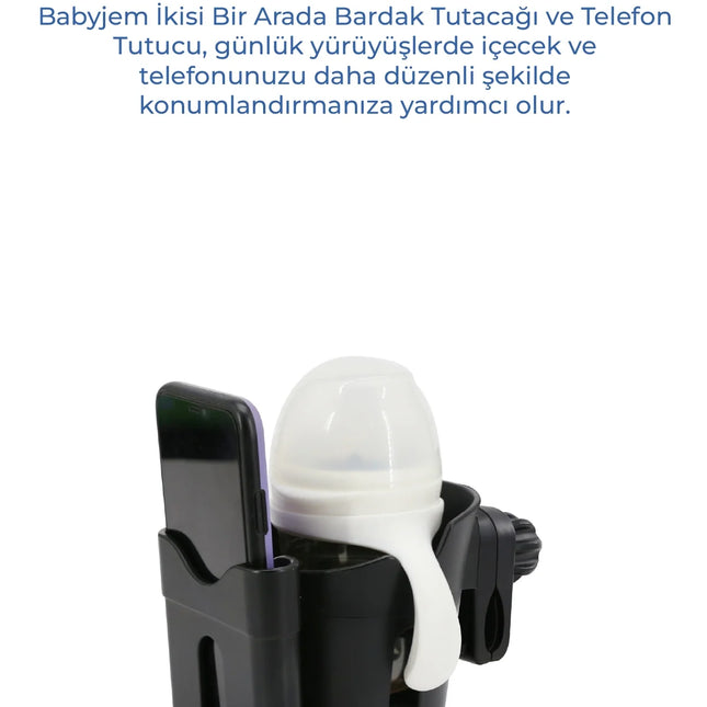 Babyjem 2'si 1 Arada Bebek Arabası Biberon - Bardak & Telefon Tutucu