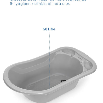Babyjem 5 Parça Bebek Banyo Küvet Seti Gri
